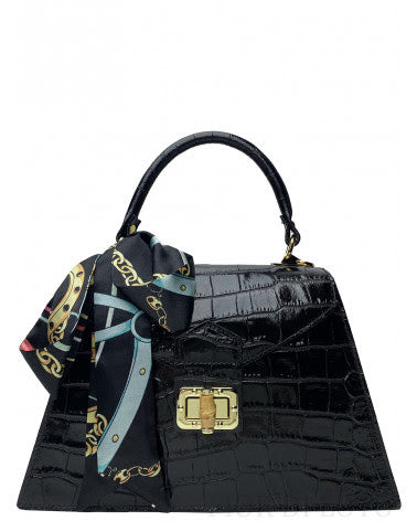 Handbag in genuine Croco leather Made in Italy