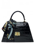 Handbag in genuine Croco leather Made in Italy