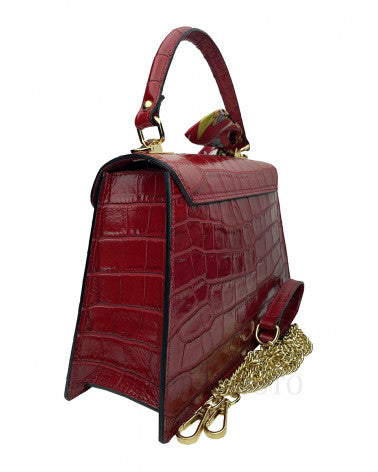 Handbag in genuine Croco leather Made in Italy